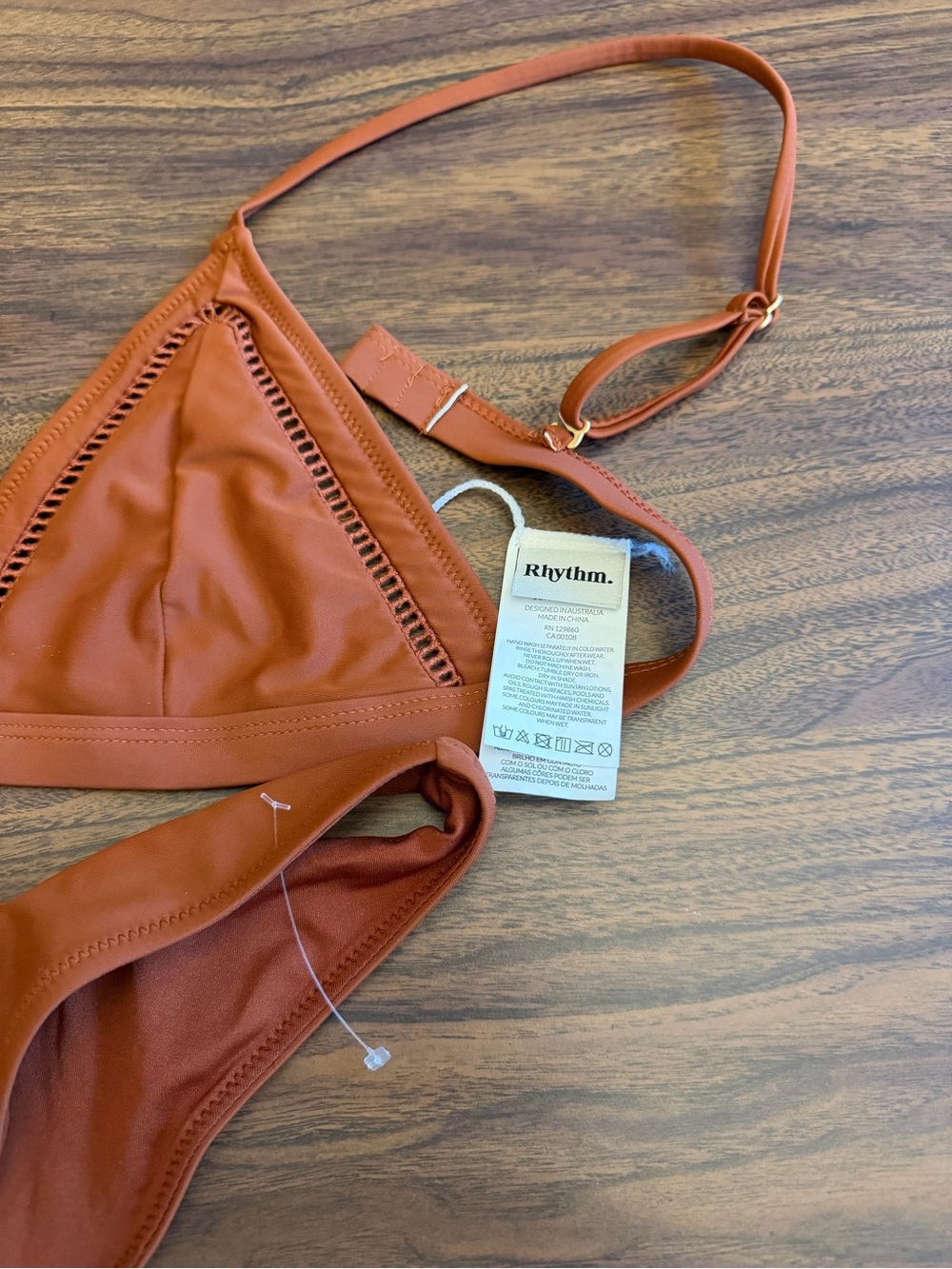 Rhythm Bikini Set Terracotta Brown Adjustable Strappy NWT S M - Picture 4 of 6